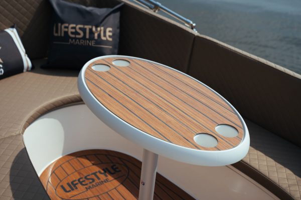 Lifestyle 495 comfort - tafel ovaal met teakline hpl